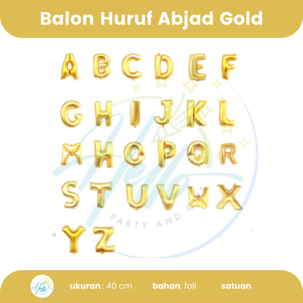 Jual BALON FOIL HURUF A-Z / BALON ULANG TAHUN / BALON ANGKA WARNA GOLD ...