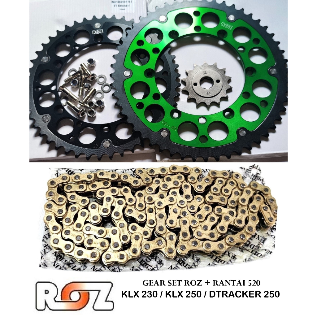 Jual GEAR Gir SET ROZ + Rantai KLX 230 KLX 250 DTRACKER 250 | Shopee ...