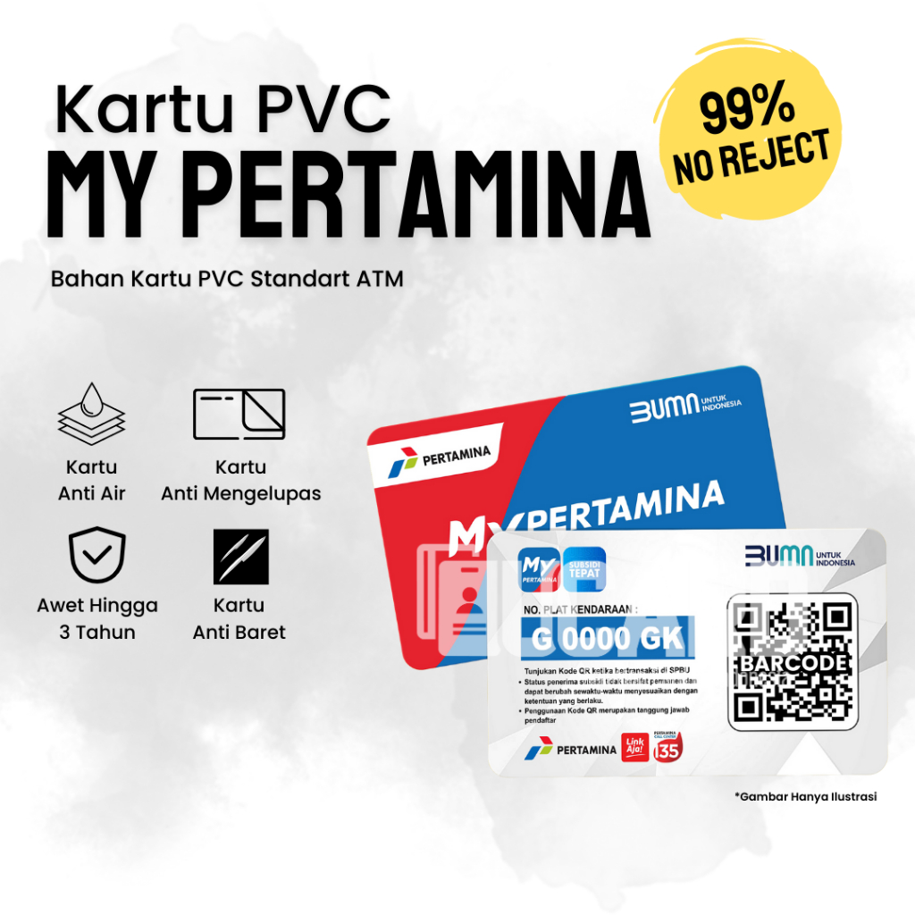 Jual CETAK KARTU SUBSIDI MY PERTAMINA BAHAN PVC 2 SISI FULL COLOUR ...