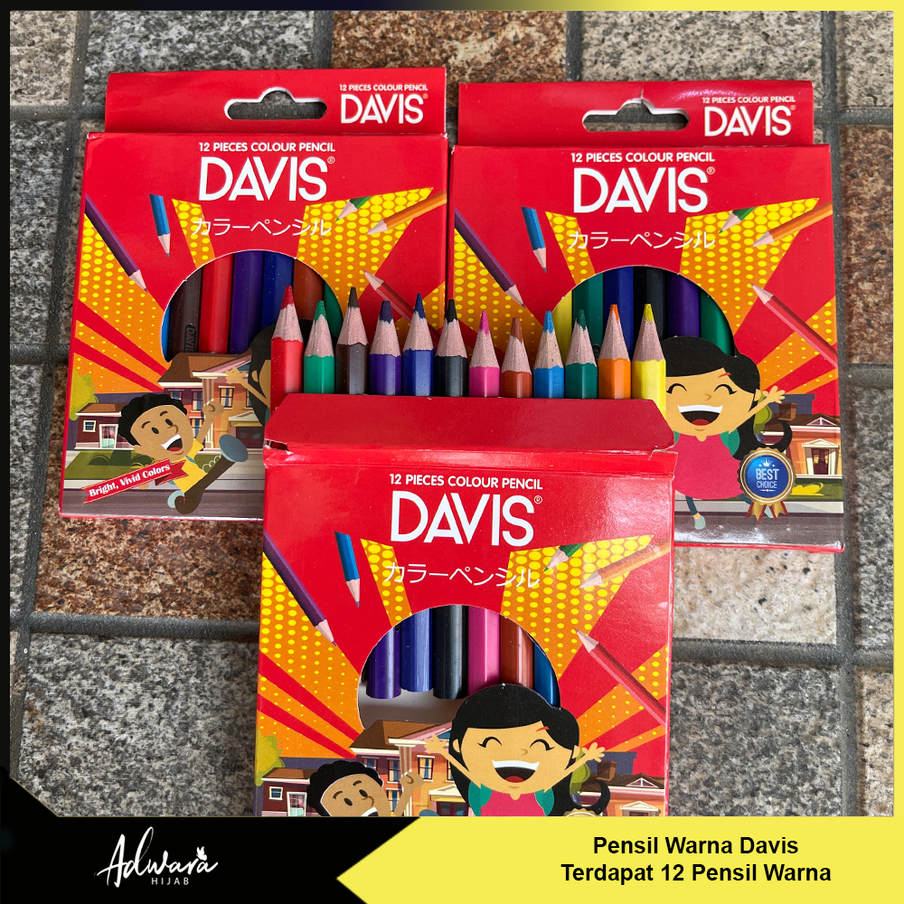 Pensil Warna Davis 12 Colors Pendek 8 cm