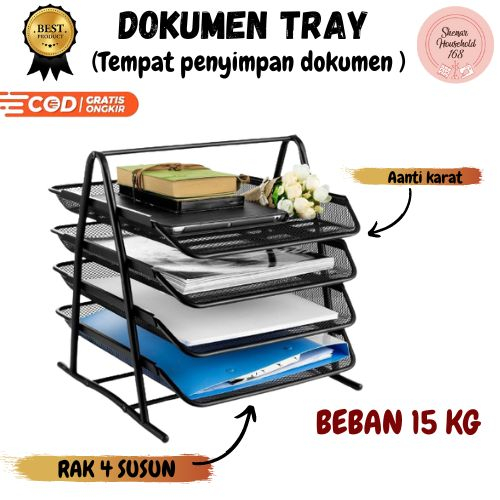 Jual Shenar Rak Dokumen Meja 4 Susun Tray Besi Rak Kertas File