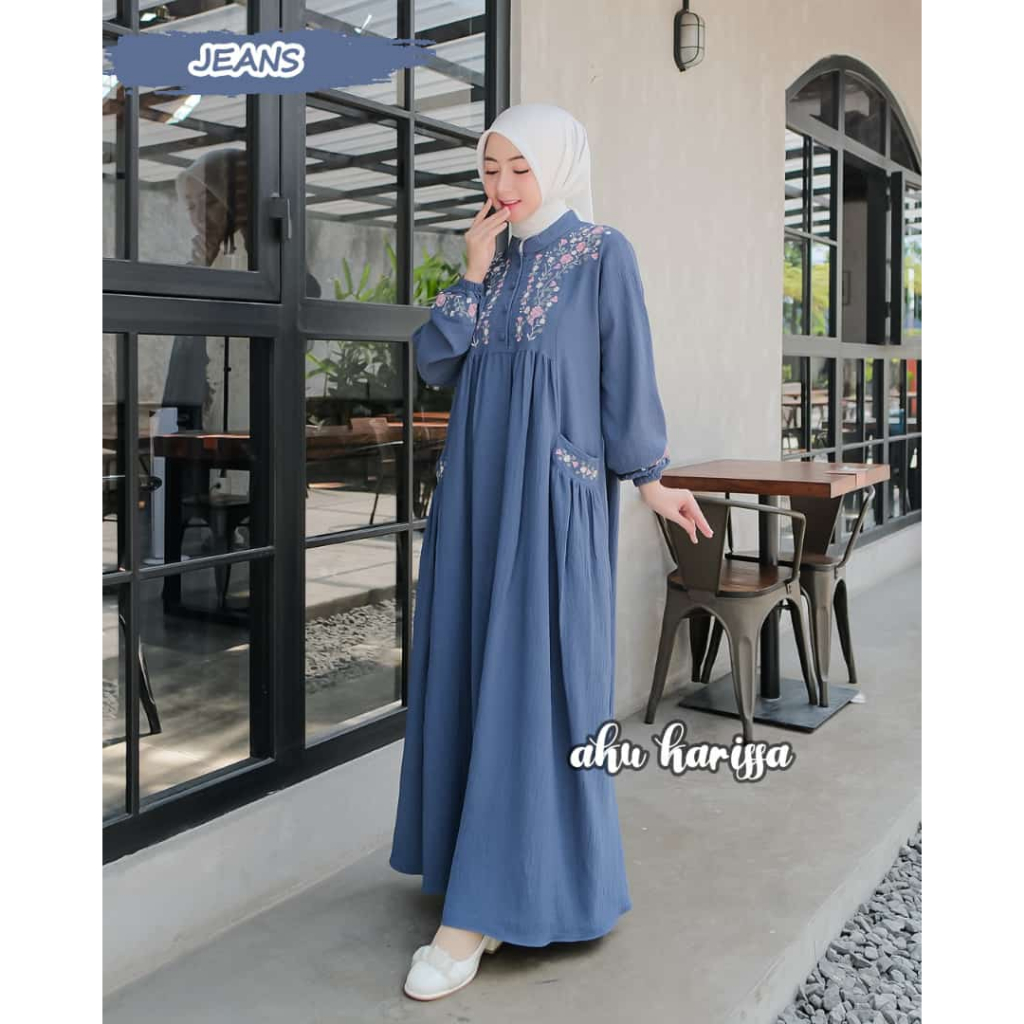 Jual Baru Gamis Latisa Dress Bordir Bunga Motif Murah Ori Aku Karissa Lebaran Kondangan Best