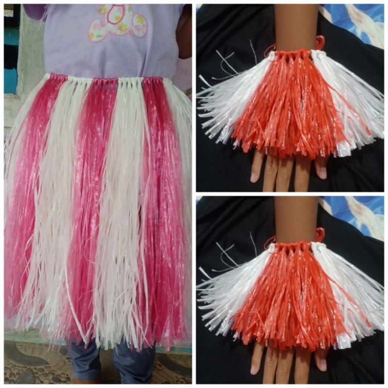 Jual rok merah putih rumbai tali rafia satu paket cocok untuk acara ...