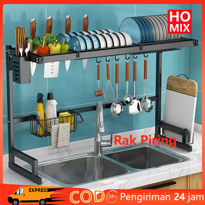 Jual Homix Rak Dapur Stainless Hitam Rak Wastafel Rak Piring Peralatan Dapur Kokoh Kuat Dengan