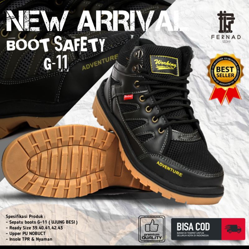 Jual Sepatu Boot Safety Pria Working G Ujung Besi Keren Kekinian Nyaman Kualitas Premium