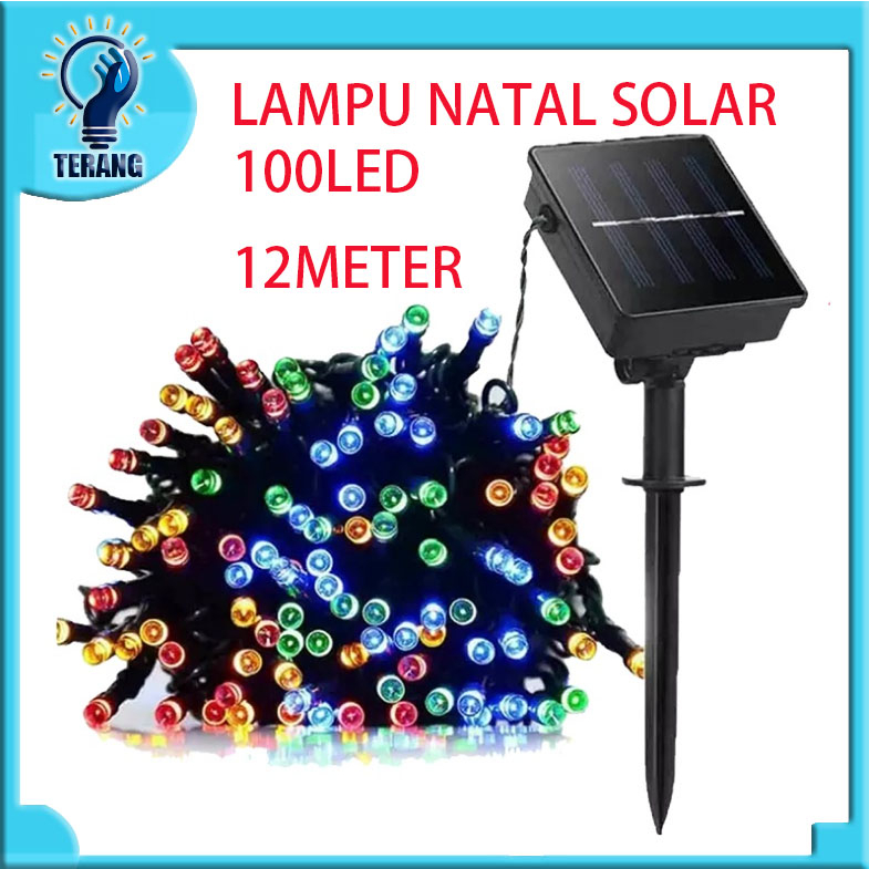 Jual Lampu Solar 12M RGB Powered Pannel 100 LED Decoration Taman ...