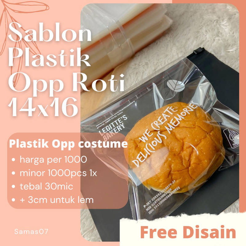 Jual Sablon Plastik opp 14x16 sablon 1000pcs, Sablon Plastik Opp Roti ...