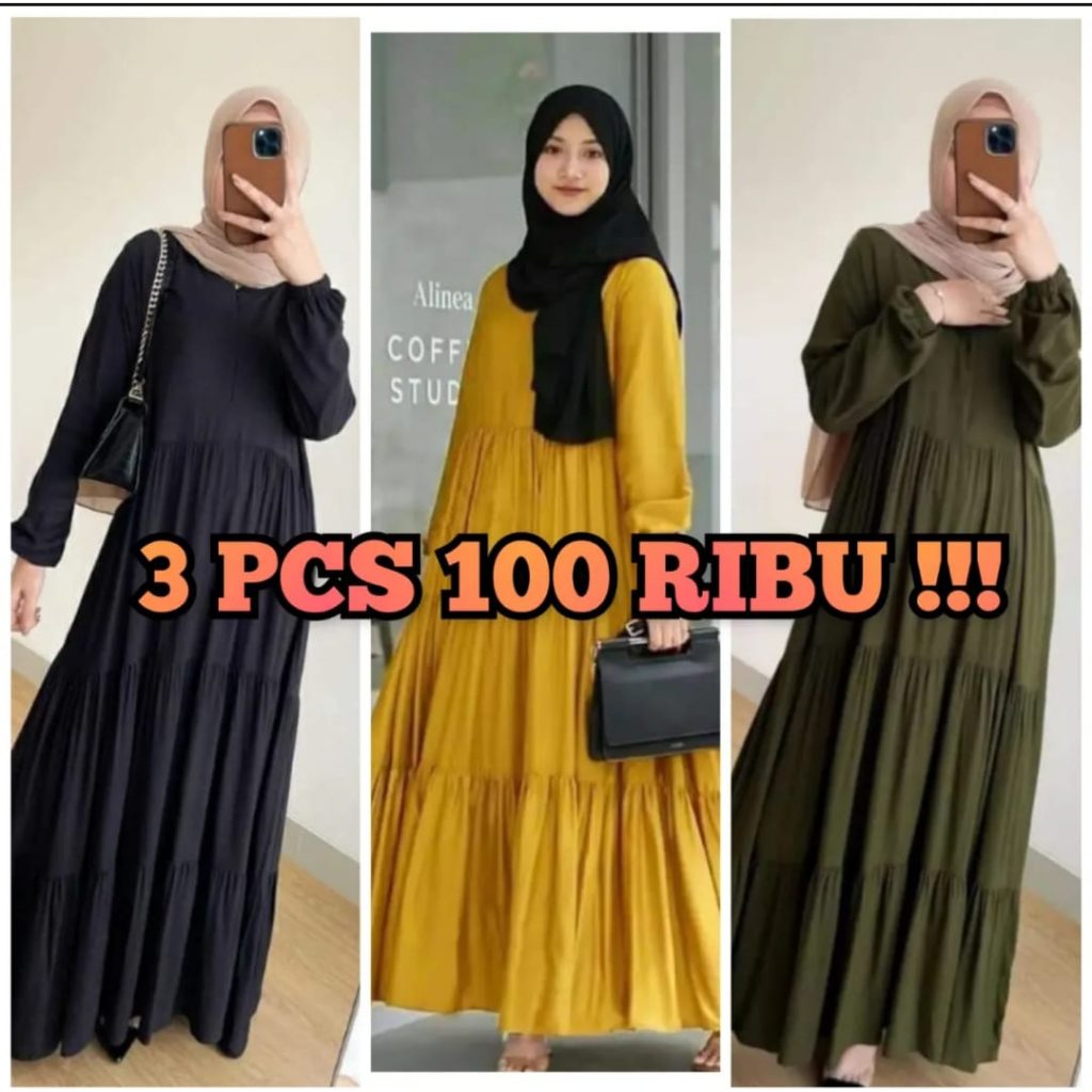 Jual gamis syar'i Mewa polos gamis susun premium tebal homey dress