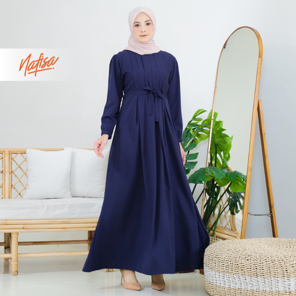 Jual Nafisa Dress Youra Baju Gamis Wanita Lengan Panjang Kekinian