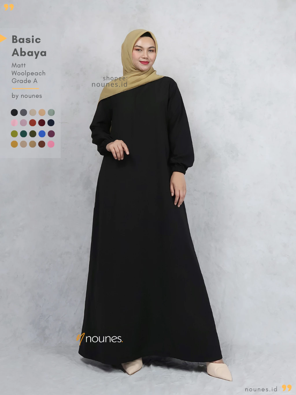 Nounes Basic Abaya tampilan depan