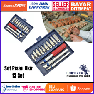 KNIFEZER Set Pisau Ukir Seni 13 in 1 Crafting Knife 3 Handle - A