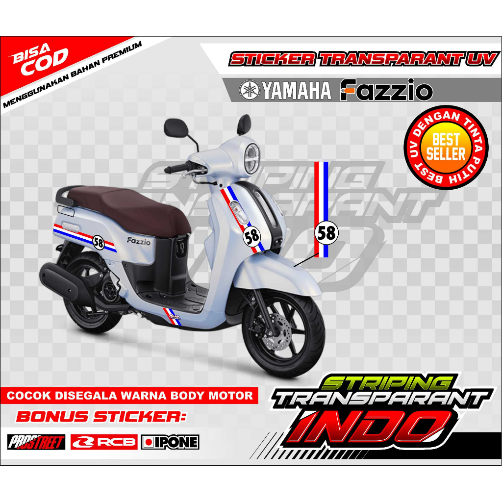 Jual STRIPING VARIASI YAMAHA FAZZIO BENDERA HERBIE STYLE / STICKER LIST ...