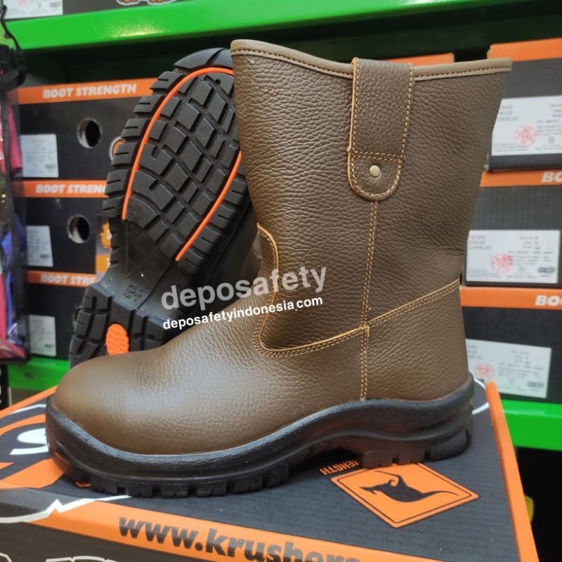 Jual Safety Shoes KRUSHERS Texas Brown Black Sepatu Safety Krusers