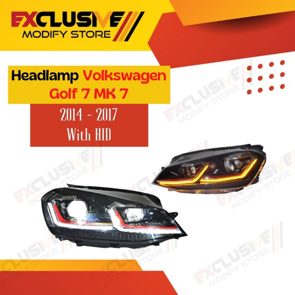Jual HEADLAMP VOLKSWAGEN GOLF 7 MK7 V2 RED LINES ( SUDAH INCLUDE HID