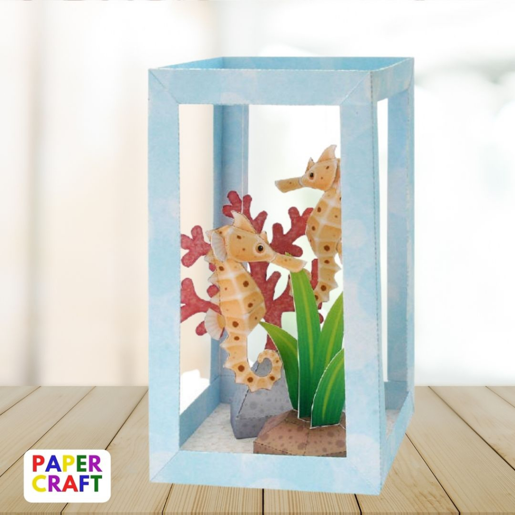 Jual (DIY) Papercraft Aquarium Kuda Laut Cetak Pola Kerajinan Kertas