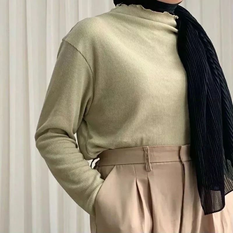 Jual Turtlenepck Rip Inner Lengan Panjang Model Kekinian | Shopee Indonesia