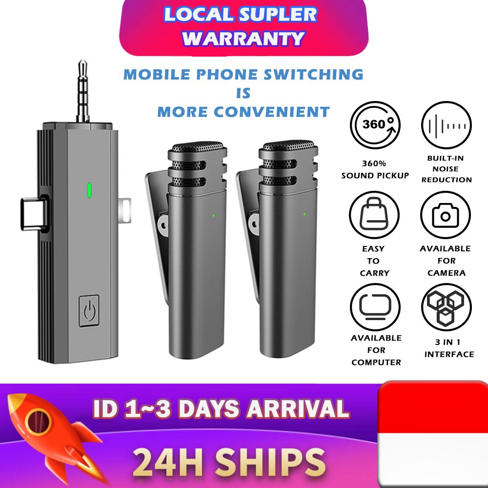 Jual BOMGE Dual Wireless Lavalier Microphone Untuk Android, Dual