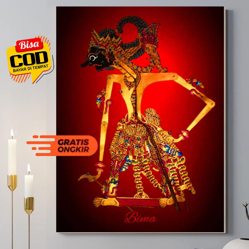 Jual Poster Wayang Kulit Bima Untuk Hiasan Dinding Atau Wall Dekor