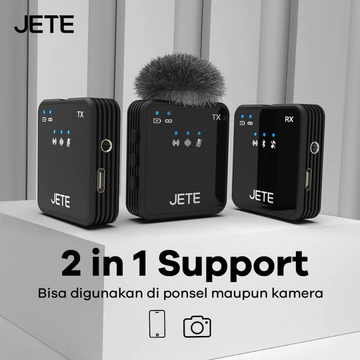 JETE MX1 Microphone Wireless Clip On Mic Live Youtuber 2in1 Garansi 2 Tahun