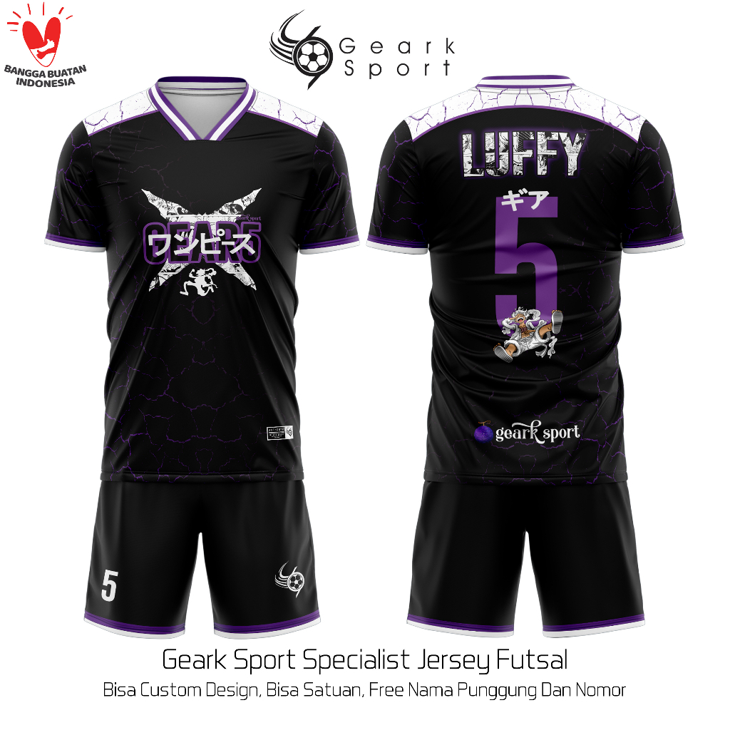 Jual JERSEY BAJU FUTSAL / SEPAK BOLA TERBARU MOTIF ONE PIECE GEAR 5 ...