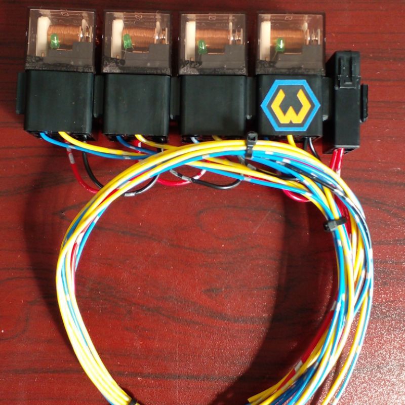 Jual Relay set 4 jalur multi fungsi lampu tembak sorot klakson kipas