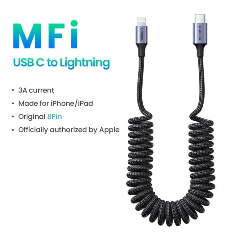 Ugreen MFi Cable Nylon USB Type C to Lightning PD Fast Charging Kabel  Iphone 14 13 12 11 XR XS