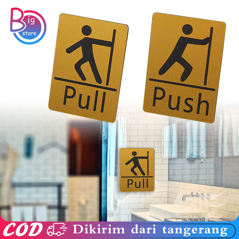 Jual 1 Pair Tulisan Tarik Dorong Pintu Stiker Push Pull Sign Untuk Kafe Restoran Kantor Gedung 1366