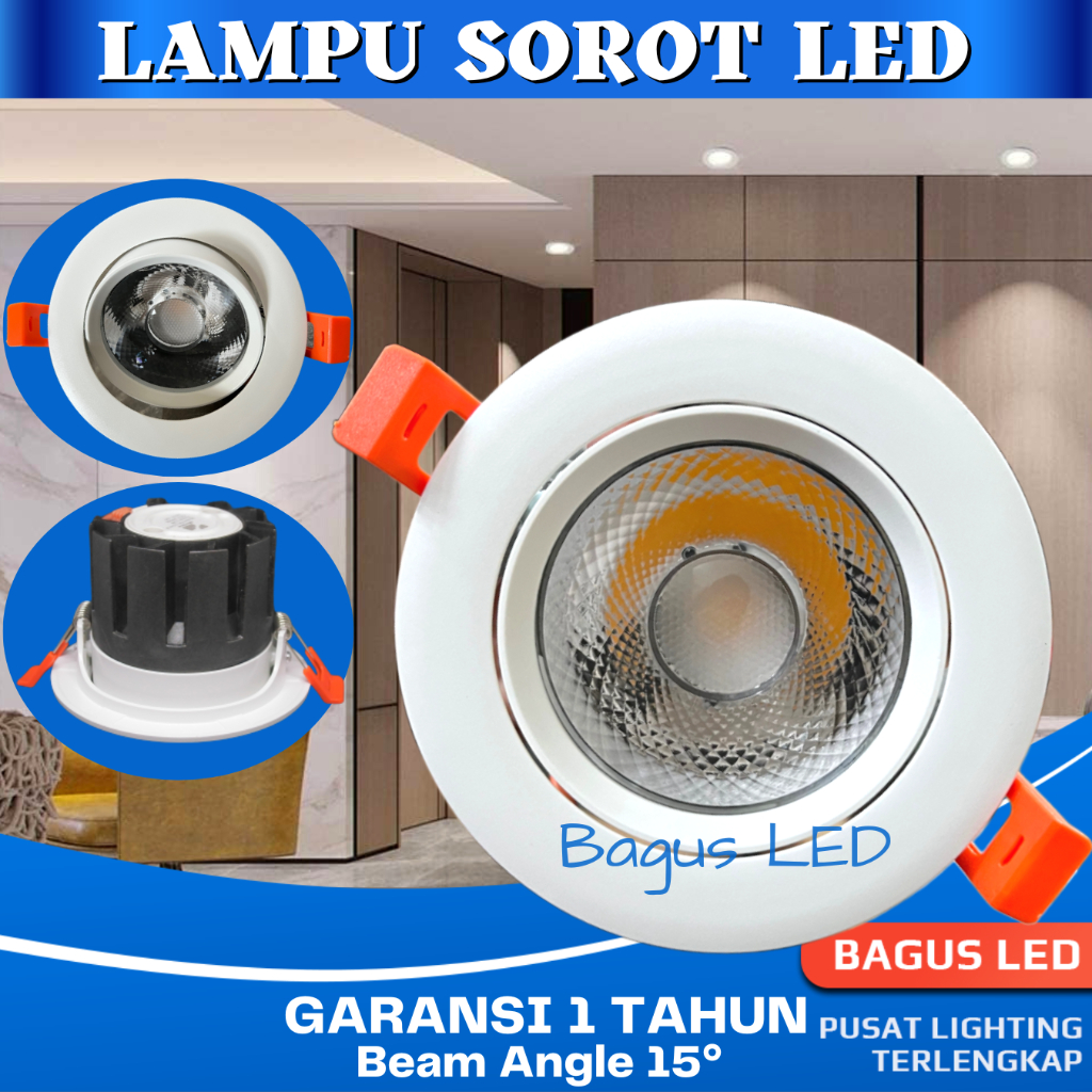 Jual Lampu Sorot COB Spotlight Spot Light LED PLAFON 7W 12W 20W Garansi ...