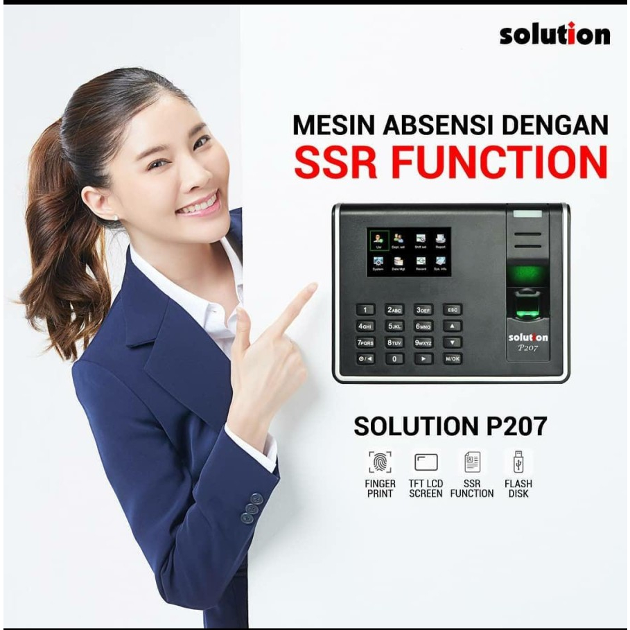 Jual Mesin Absensi Solution P207 Fiingerprint Absen Sidik Jari USB ...