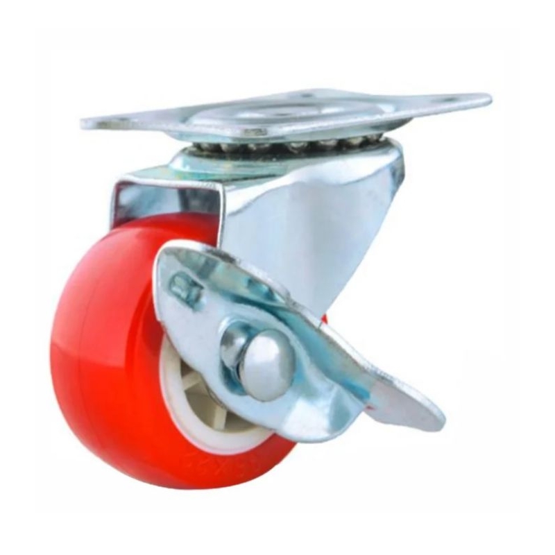 Jual Roda pu 2 inch merah putih putar+rem | Shopee Indonesia
