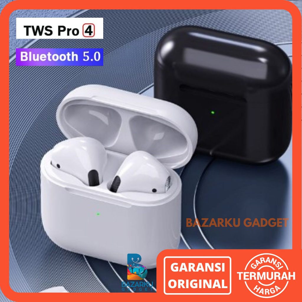 Jual Tws Pro 4 Headset True Wireless Earphone 9d Hifi Stereo Sound Volume Control With Mic 8635