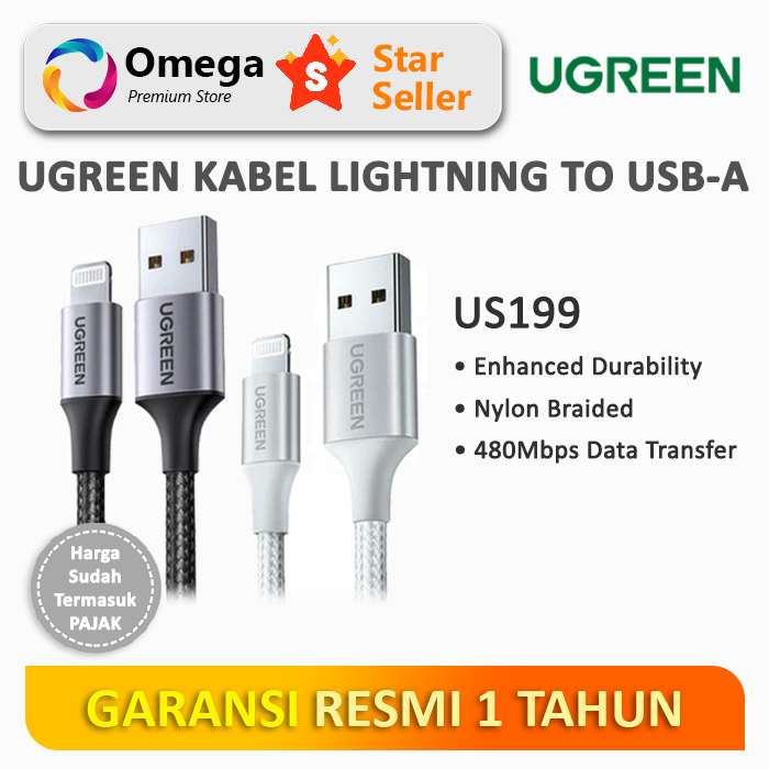 Jual UGREEN Kabel Lightning to USB-A Nylon Braided | Shopee Indonesia