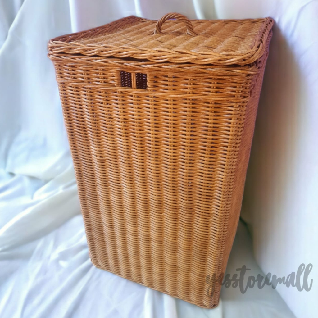 Jual Keranjang rotan persegi kotak laundry tutup penyimpanan besar ...