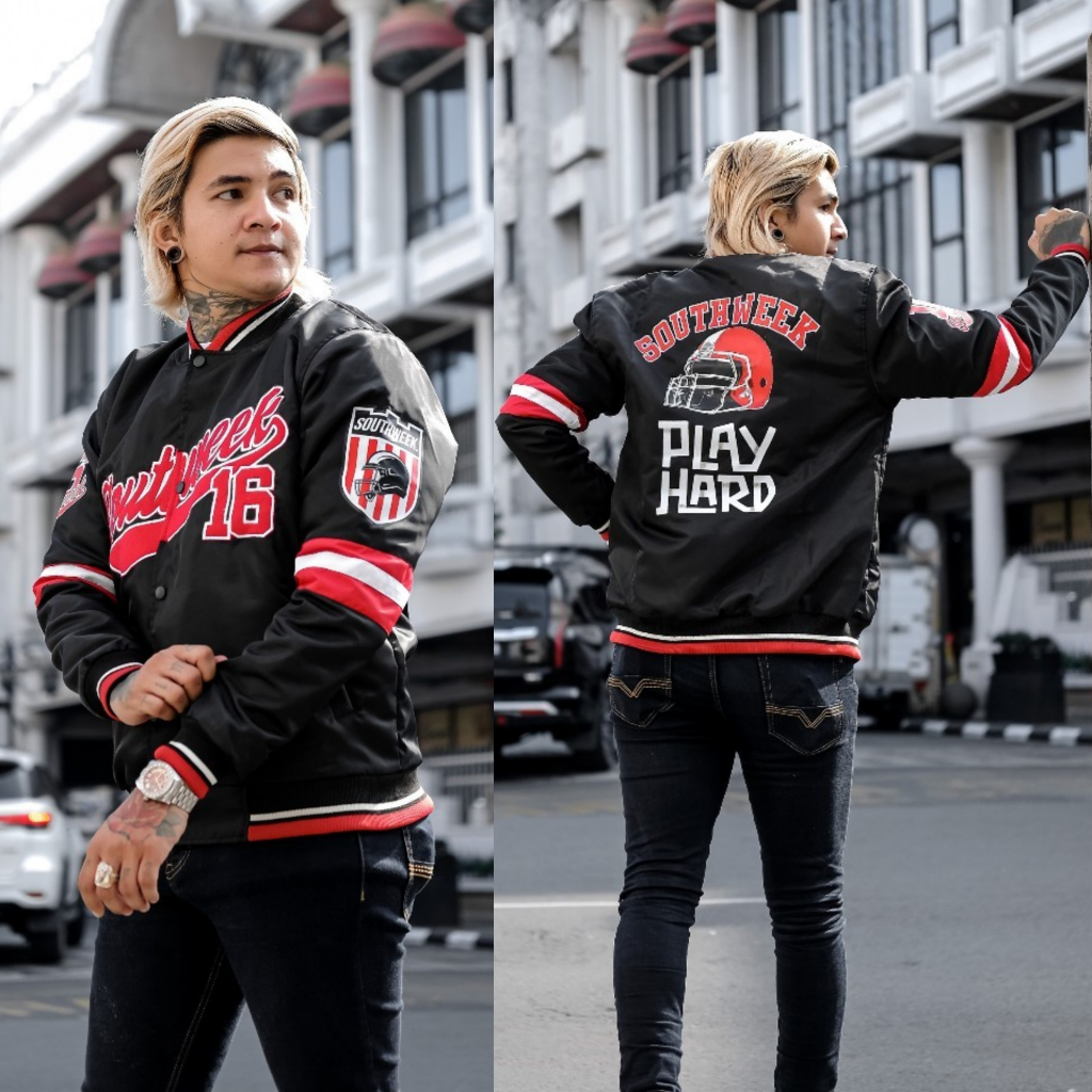 Jual Jaket Pria - Bomber Jacket Black Last Game Original
