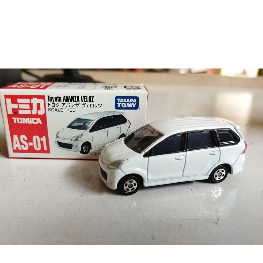 TOMICA Miniatur Mobil Toyota Avanza Veloz warna putih diecast Kendaraan  Scale 1/60 Takara Tomy AS-01 mini hobi atau koleksi - Main Image