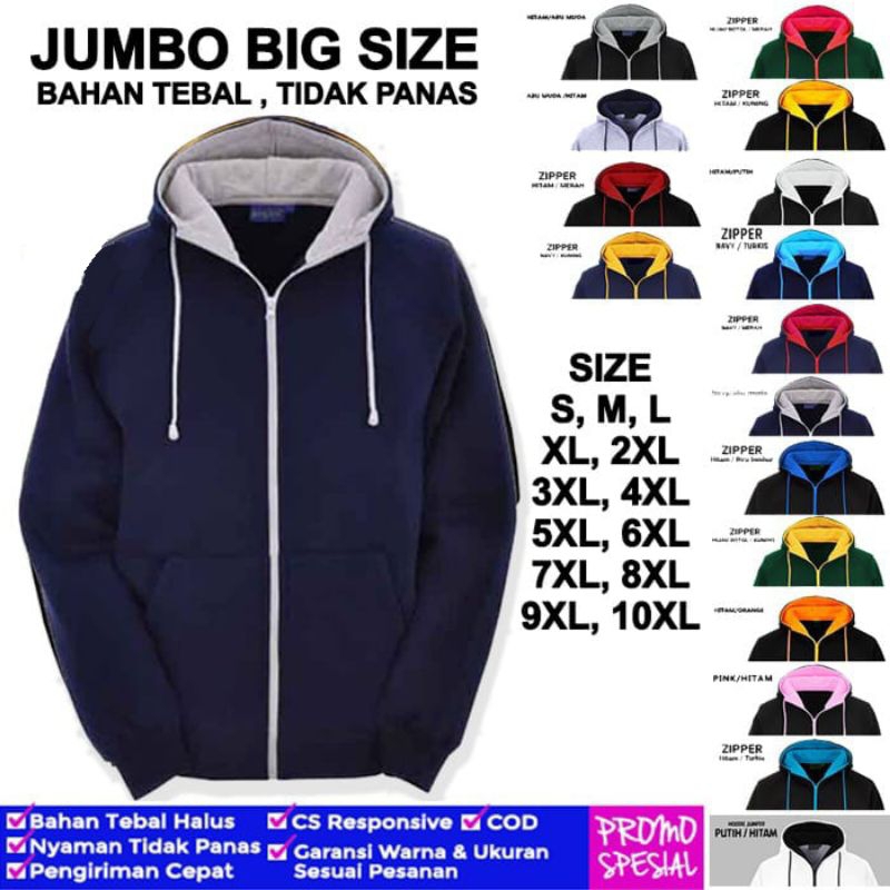 Jual Jaket Hoodie Kombinasi Big Size Jumbo 2xl 3xl 4xl 5xl 6xl 7xl S M