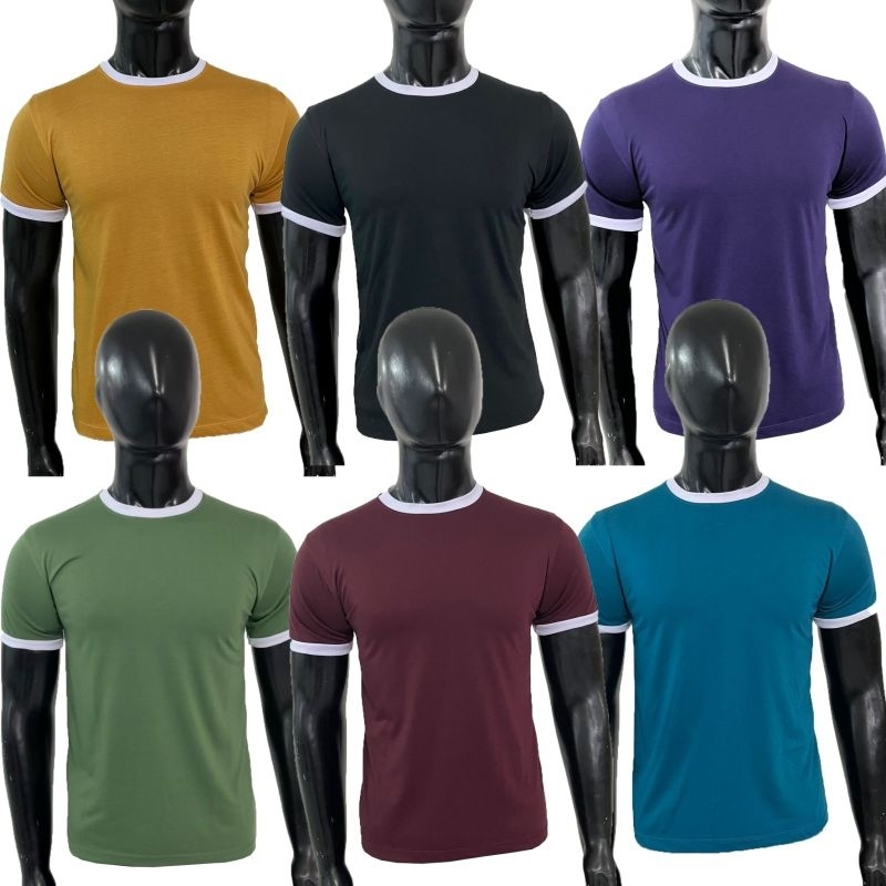 Jual GROSIR KAOS POLOS RINGER TEE ( 6 pcs ) | Shopee Indonesia