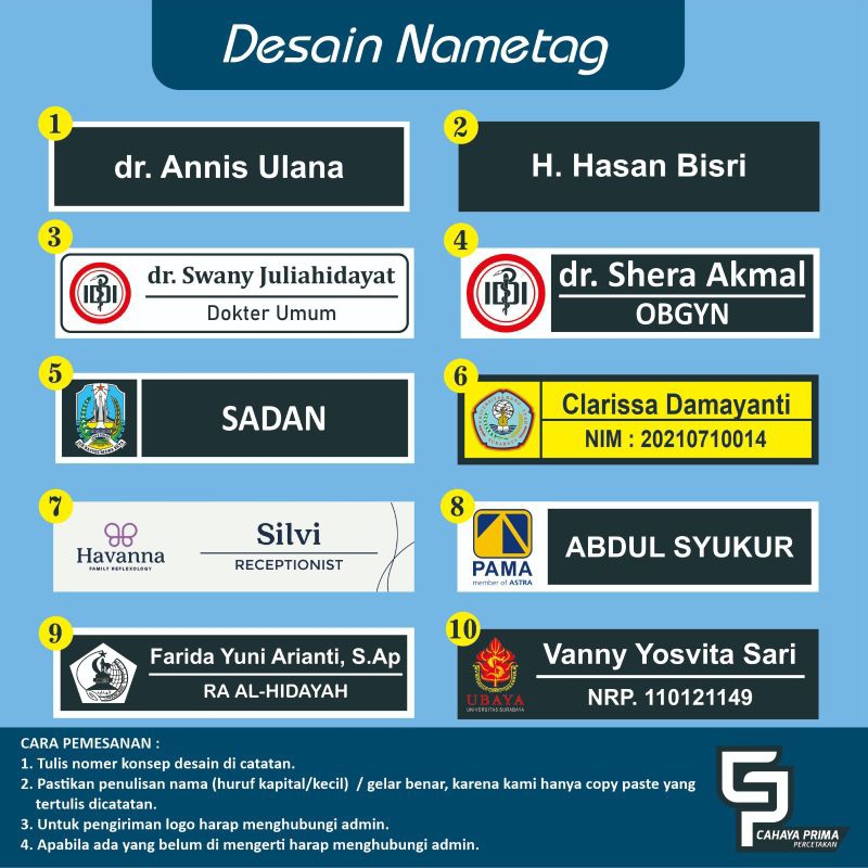Jual Name tag dada papan nama dada resin pdh pns guru dokter kantor