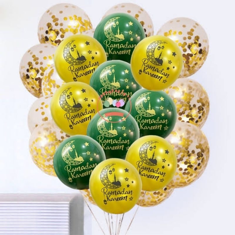 Paket Balon Latex Dekorasi Idul Fitri / Ramadan / Lebaran (20pcs)