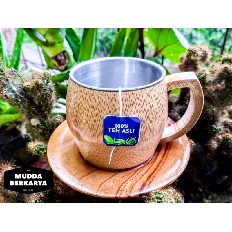 Jual Gelas Cangkir Bambu Unik Gelas Kayu Bambu Asli Cangkir Mug Stainless Unik Kerajinan Tangan 9856