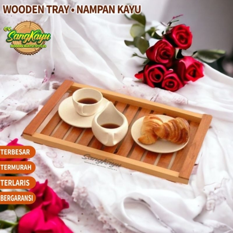 Jual Wood tray nampan kayu nampan saji serving tray kayu serbaguna