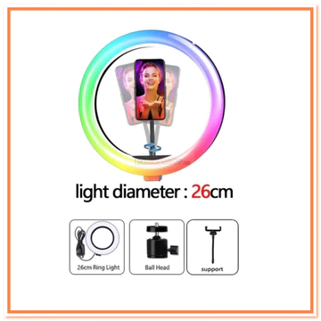 Ring Light Rgb 26Cm 33Cm With Tripod 2.1M Lampu Selfie Set Live Vlog Makeup Lighting