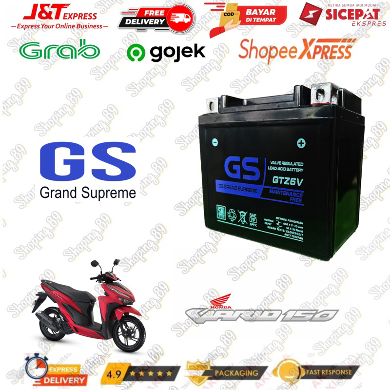 Jual AKI MOTOR VARIO 150 / 125 GS GTZ6V 12Volt 6Ah | Shopee Indonesia