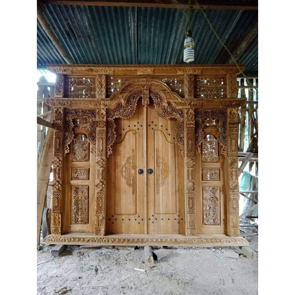 Jual Pintu Gebyok Rumah Ukir Jati Jepara Ukuran Meter Shopee Indonesia