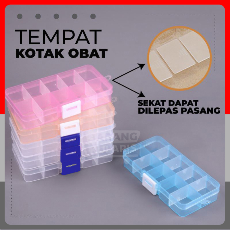 Jual Bkl Tempat Penyimpan Obat Sekat Kotak Obat Plastik Kotak Perlengkapan Aksesoris Cincin