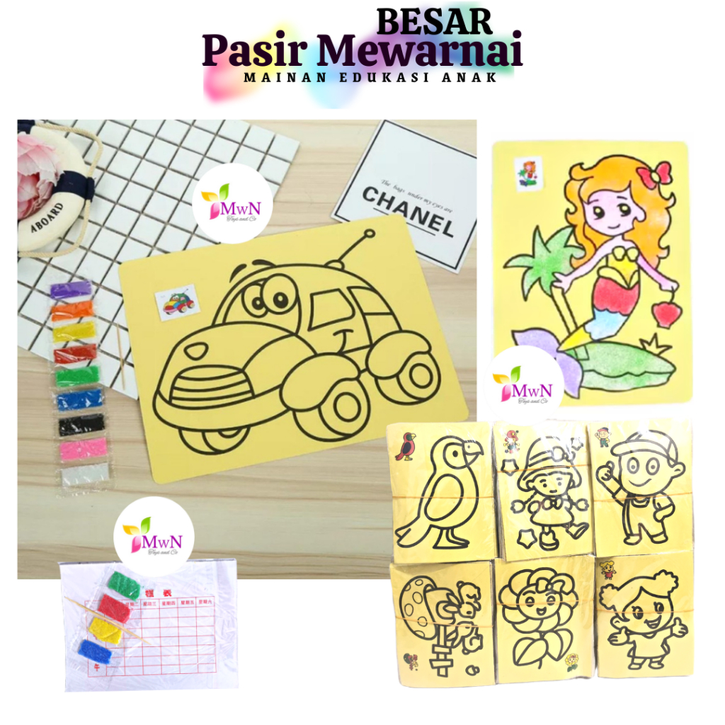 Jual MWN Mainan Edukasi Sticker Pasir BESAR - Mewarnai Pasir Kertas ...