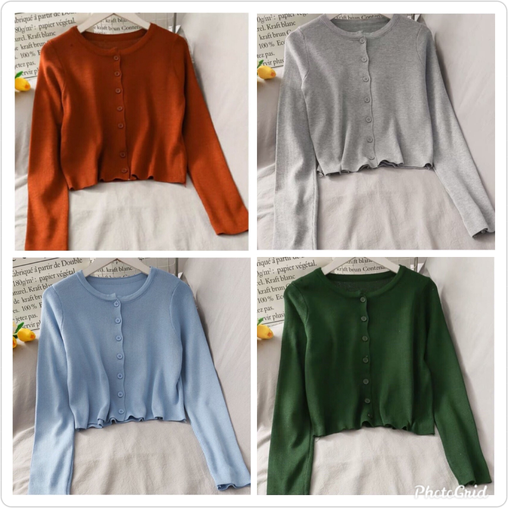 Jual CROP TOP BAILEY CARDIGAN RAJUT / CROP ANGEL LENGAN PANJANG ...