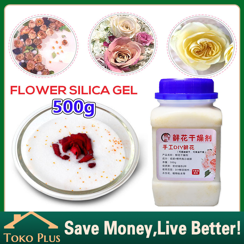 Jual Reusable Silica Gel Powder 500gr Pengawet Bunga Segar Kemasan Toples Silica Gel for