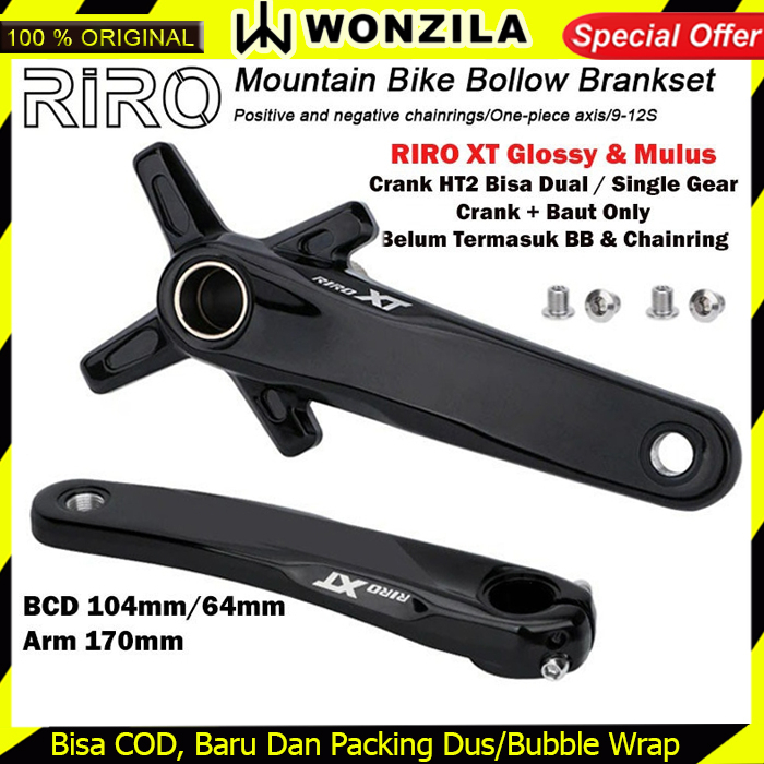 Jual RIRO XT Crankset BB HT2 Hollowtech Crank Only BCD 104 NO BB Hitam ...