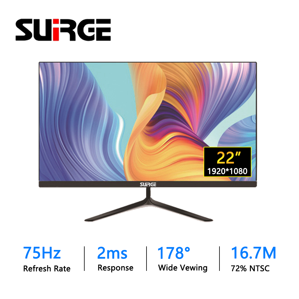 Jual SUIRGE Monitor 22'' 1080P HD No Border 75Hz IPS Panel VGA+HDMI